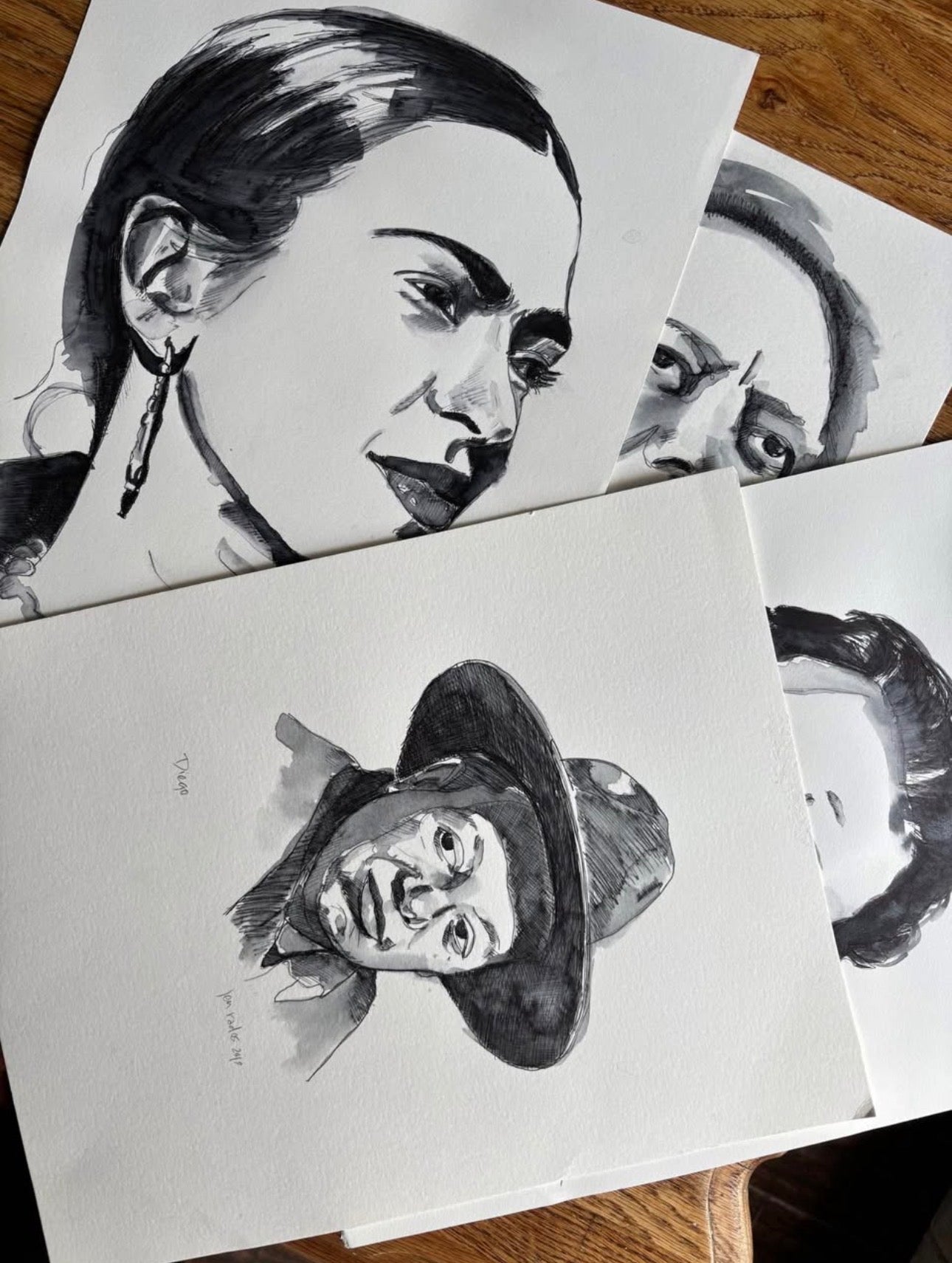 Frida Kahlo & Diego Rivera Watercolor Paintings Lot
