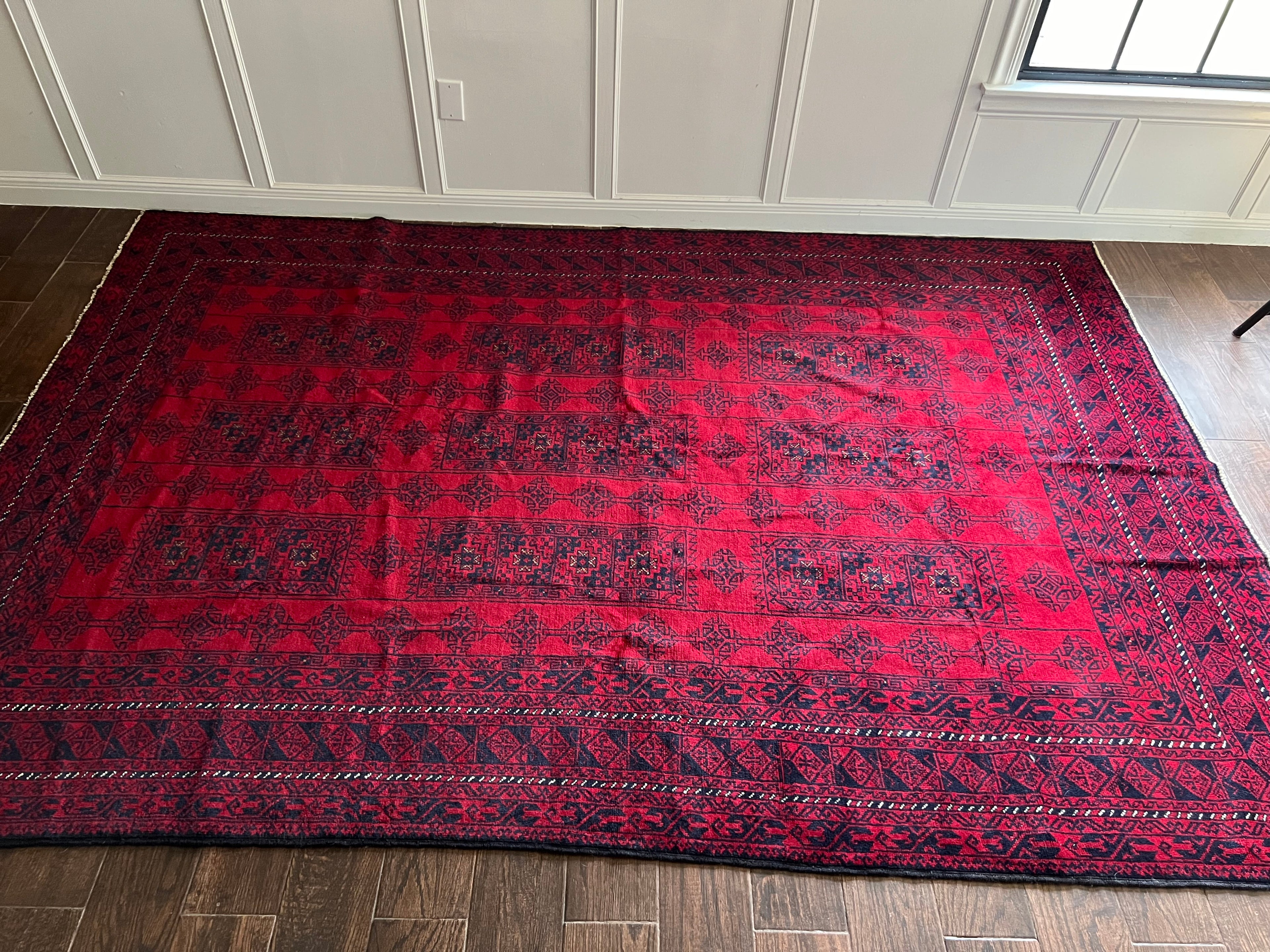 Afghan Rizbaft Wool Area Rug 6'9 x 9'6