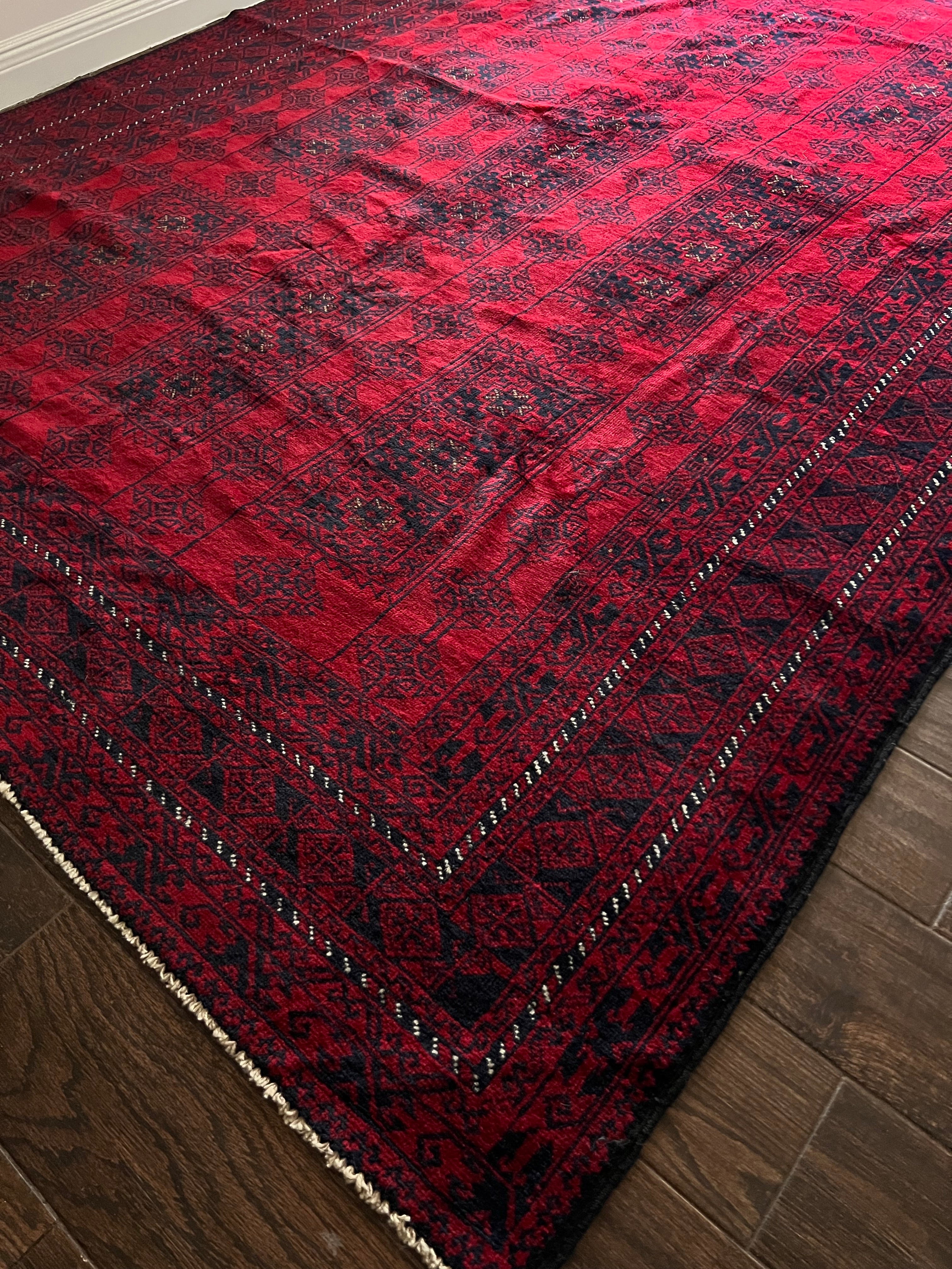 Afghan Rizbaft Wool Area Rug 6'9 x 9'6