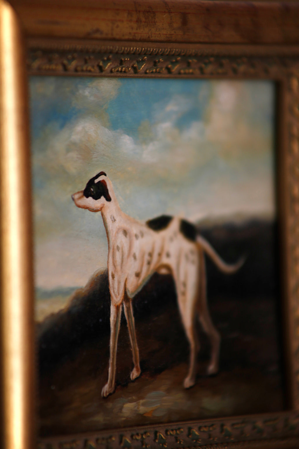 Petit Oil Portrait of Greyhound