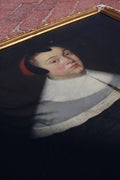 17th Century Framed Dutch Oil Portrait of a Lady with Pink Rose
